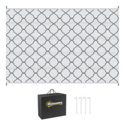 Outsunny Reversible Waterproof Outdoor Rug W/ Carry Bag, 182 X 274 Cm, Grey - thumbnail 2