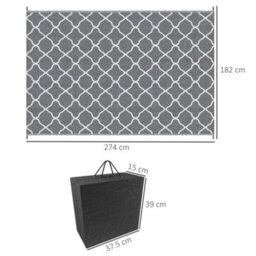 Outsunny Reversible Waterproof Outdoor Rug W/ Carry Bag, 182 X 274 Cm, Grey - thumbnail 3