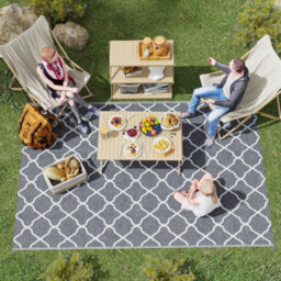Outsunny Reversible Waterproof Outdoor Rug W/ Carry Bag, 182 X 274 Cm, Grey - thumbnail 1
