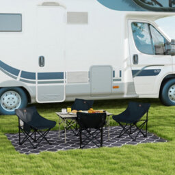 Outsunny Reversible Waterproof Outdoor Rug W/ Carry Bag, 182 X 274 Cm, Grey - thumbnail 9