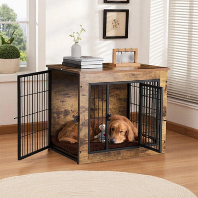 Large Dog Crate Puppy Cage End Table Pet Kennel House W/lockable Doors Furniture - image 1