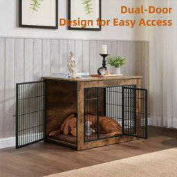 Large Dog Crate Puppy Cage End Table Pet Kennel House W/lockable Doors Furniture - thumbnail 3