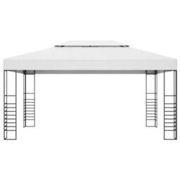 Berkfield Garden Gazebo Powder-Coated Steel 4X3X2.7 M White - thumbnail 2