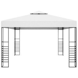 Berkfield Garden Gazebo Powder-Coated Steel 4X3X2.7 M White - thumbnail 3