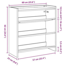 Vidaxl Shoe Rack Old Wood 60X25X62 Cm Engineered Wood - thumbnail 9