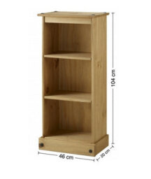 Mercers Furniture Corona Low Narrow Bookcase Slim Small Display Storage Solid Pine Wood With Mexican Styling Pine - thumbnail 4