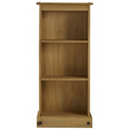Mercers Furniture Corona Low Narrow Bookcase Slim Small Display Storage Solid Pine Wood With Mexican Styling Pine - thumbnail 2