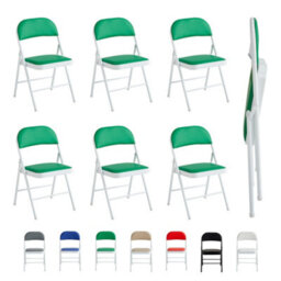 Mcc Direct Set Of 6 Folding Dining Chairs With Metal Frame And Padded Seats Green - thumbnail 7