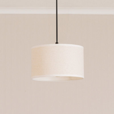 Valuelights Eva Natural Linen Fabric With White Trim Small Drum Light Shade (D)25Cm - image 1
