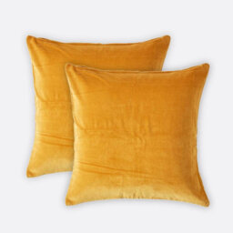 Homescapes Set Of 2 Mustard Velvet Cushion Covers, 40 X 40 Cm - thumbnail 1