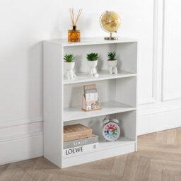 Home Treats Bookshelf 3 Tier White Wooden Shelving Display Wide Open Low Bookcase For Home Living Room Office Bedroom Furniture - thumbnail 7
