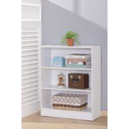 Home Treats Bookshelf 3 Tier White Wooden Shelving Display Wide Open Low Bookcase For Home Living Room Office Bedroom Furniture