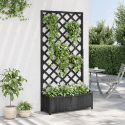 Walplus Planter With Trellis Black Solid Wood Fir - thumbnail 3