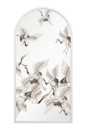 Mirroroutlet The Typis White Metal Edged Arch Garden Wall Mirror With Stork Decals  120Cm X 60Cm - thumbnail 2