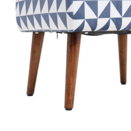 Living And Home Mid Century Patterned Linen Upholstered Footstool With Walnut Legs W 485 X D 300 X H 415 mm - thumbnail 5