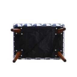 Living And Home Mid Century Patterned Linen Upholstered Footstool With Walnut Legs W 485 X D 300 X H 415 mm - thumbnail 4