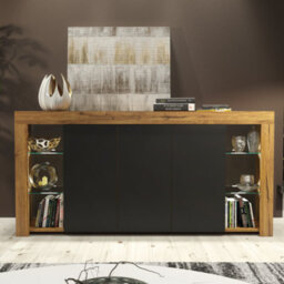 Sideboard Tv Unit Display Cabinet Cupboard Tv Stand Living Room Matte Doors - Oak & Black - thumbnail 5