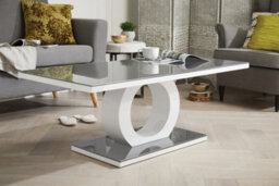 Furniturebox Giovani Coffee Table - Rectangular Grey Glass And White High Gloss - Glass Coffee Table - Grey Coffee Table - thumbnail 2
