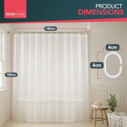 SOL 1Pk White Shower Curtain With Hooks Bathroom Curtains, Clear Shower Curtain Liner, Plastic Shower Curtains, Short Shower Curtain - thumbnail 2
