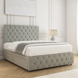 Bsspoke Mulberry Divan Bed Set Silver Plush Velvet 24Inch Headboard & Footboard & Mattress No Drawers In 3Ft 4Ft 4Ft6 5Ft 6Ft - thumbnail 2