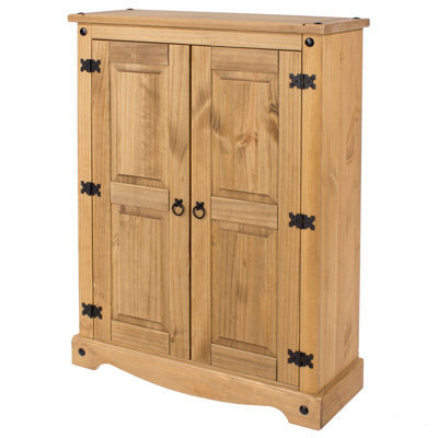 Core Products Corona 2 Door Cupboard Unit, Antique Waxed Pine H110.0Cm X W80.0Cm X D29.6Cm - image 1