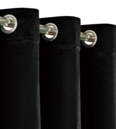 Ameha Black Velvet Crushed Curtains Blackout Thermal Insulated Ring Top Ready Made Door Curtain Single Panel 66'' X 84'' - thumbnail 3