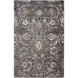Livabliss Indigo-Vintage Black Grey Beige Traditional Floral Boho Living Dining Bedroom Rug 130 X 170 Cm Easy Care, Non Shedding