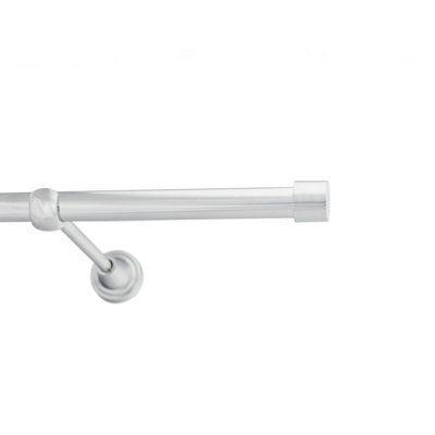 Toolty Chrome Metal Curtain Pole 19mm With Finials Rod Classic Brackets Luna 145Cm