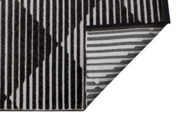 Black Outdoor Rug, Geometric Striped Stain-Resistant Rug For Patio Decks, 3mm Modern Outdoor Area Rug- 160Cm X 220Cm - thumbnail 5