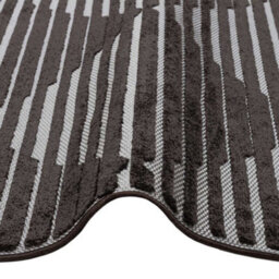 Black Outdoor Rug, Geometric Striped Stain-Resistant Rug For Patio Decks, 3mm Modern Outdoor Area Rug- 160Cm X 220Cm - thumbnail 3
