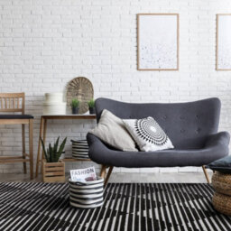 Black Outdoor Rug, Geometric Striped Stain-Resistant Rug For Patio Decks, 3mm Modern Outdoor Area Rug- 160Cm X 220Cm - thumbnail 2