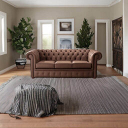 Chesterfield 3 Seater Shelly Castagna Leather Sofa Bespoke In Classic Style - thumbnail 3