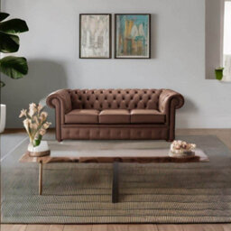 Chesterfield 3 Seater Shelly Castagna Leather Sofa Bespoke In Classic Style - thumbnail 2