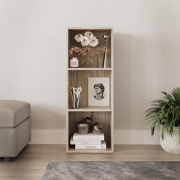 Urbn-Living Urbnliving 30Cm Height Antique Oak 3 Tier Wooden Bookcase Shelving Display Storage Wood Shelf Shelves Cube