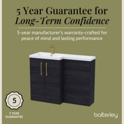 Balterley Left-Hand Bathroom Vanity And Wc Unit Combination With Basin - 1100mm - Woodgrain Black With Brushed Brass Handles - thumbnail 6