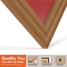 "AK Frames 25X17"" Oak Classic Vinyl Record Frame With Crimson Mount For 12 Inch Lp Cover & Disc - Overlapped Design" - thumbnail 3