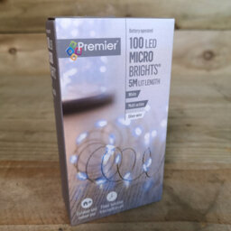 Samuel Alexander 100 Led 5M  Microbrights Indoor Outdoor Christmas Multi Function Battery Operated Lights With Timer On Pin Wire In Cool White - thumbnail 4