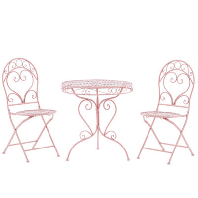 Beliani Bistro Set Folding Albinia Metal Pink - image 1