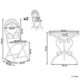 Beliani Bistro Set Folding Albinia Metal Pink - thumbnail 3