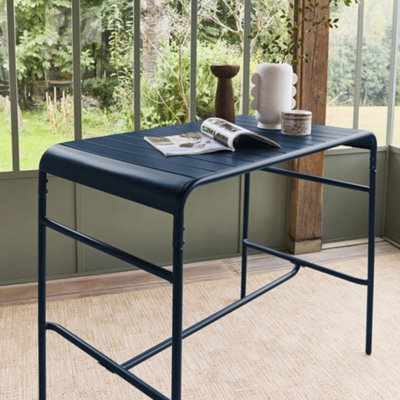 Sweeek - 4-Seater Metal Garden Bar Table Marine Blue 120X70X95 Cm - Amelia 120Cm