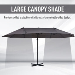 Outsunny Double Canopy Offset Parasol Umbrella Garden Shade Steel Canopy Grey - thumbnail 5