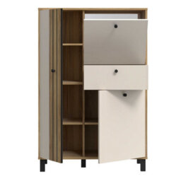 Wyld Haus Pebblethorn Cream And Natural Oak 3-Door 1-Drawer Storage Cabinet - thumbnail 4