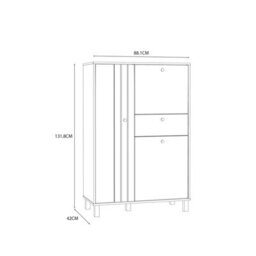 Wyld Haus Pebblethorn Cream And Natural Oak 3-Door 1-Drawer Storage Cabinet - thumbnail 5
