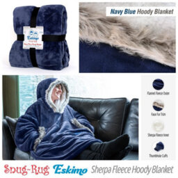 Snug Rug Eskimo - Navy Blue Wearable Blanket Oversized Hoodie Blankets For Adults Hooded - thumbnail 2