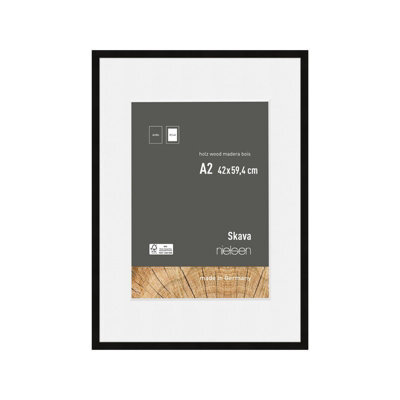 Nielsen Skava A2 Black Wooden Picture Frame With A3 Mount, Float Glass And Push/turn Clips - image 1