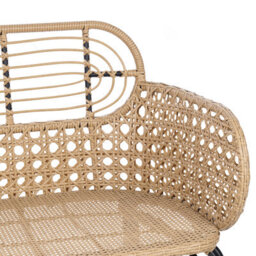 Beliani Garden Bench With Cushion Pratello 122 Cm Pe Rattan Natural - thumbnail 6