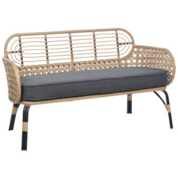 Beliani Garden Bench With Cushion Pratello 122 Cm Pe Rattan Natural - thumbnail 4