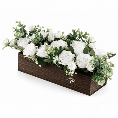 White Artificial Flower Arrangement With Planter Box - image 1