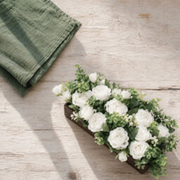 White Artificial Flower Arrangement With Planter Box - thumbnail 4