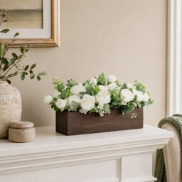 White Artificial Flower Arrangement With Planter Box - thumbnail 5